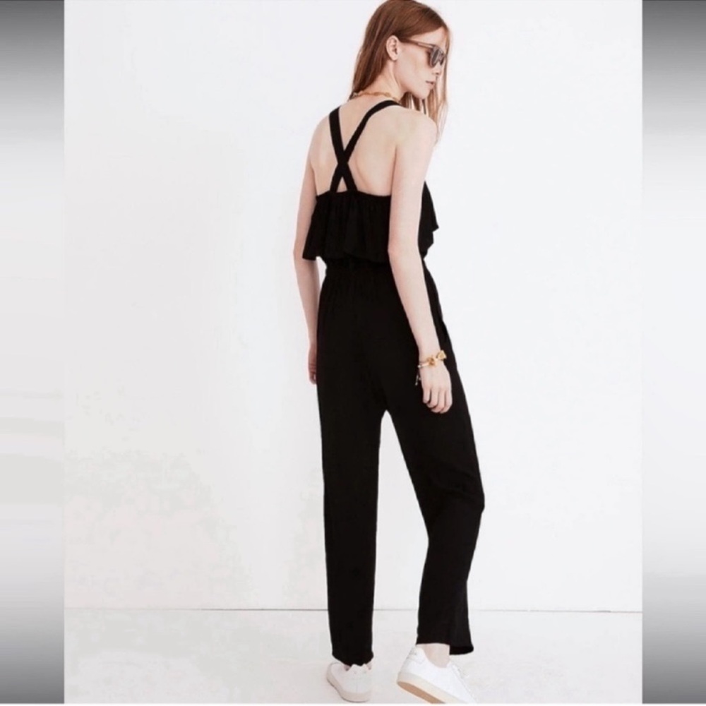 MADEWELL Black Apron Ruffle Jumpsuit Size Large